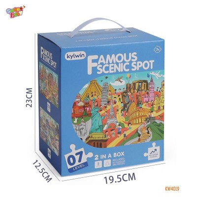 Wholesale cardboard toy famous scene puzzle game for gift