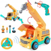 RC Stem Toys with Electric Drill Remote Control Crane Car Construction Vehicle Kit