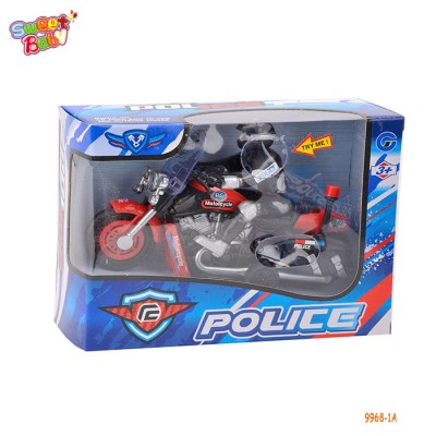 9968-1A Light music police car pull back motorcycle