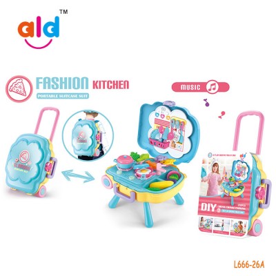 L666-26A OLD COLOR ALD fashion kitchen diy tableware toys with light and music simulation cooking set playhouse toy