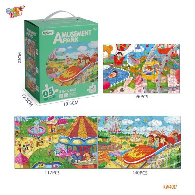 Cheap cardboard toy amusement park scene puzzle game for children